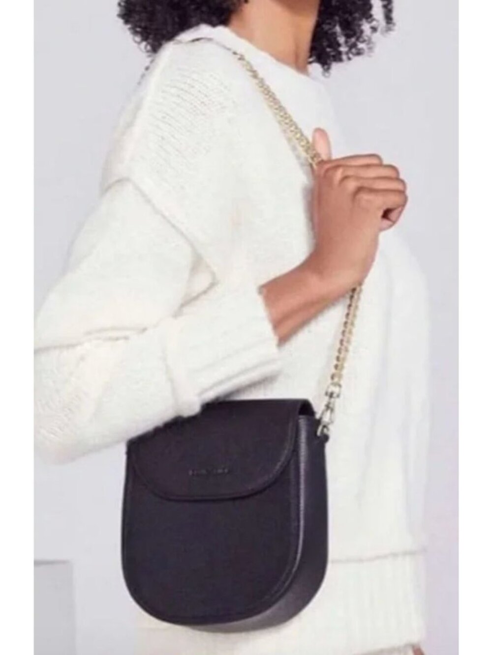 Bandolier Shay Crossbody Chain Strap Leather Bag Black